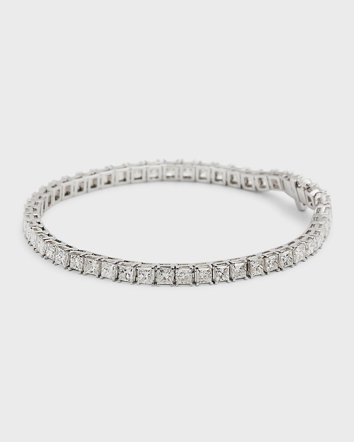 18K White Gold Princess-Cut Diamond Bracelet, 7"L