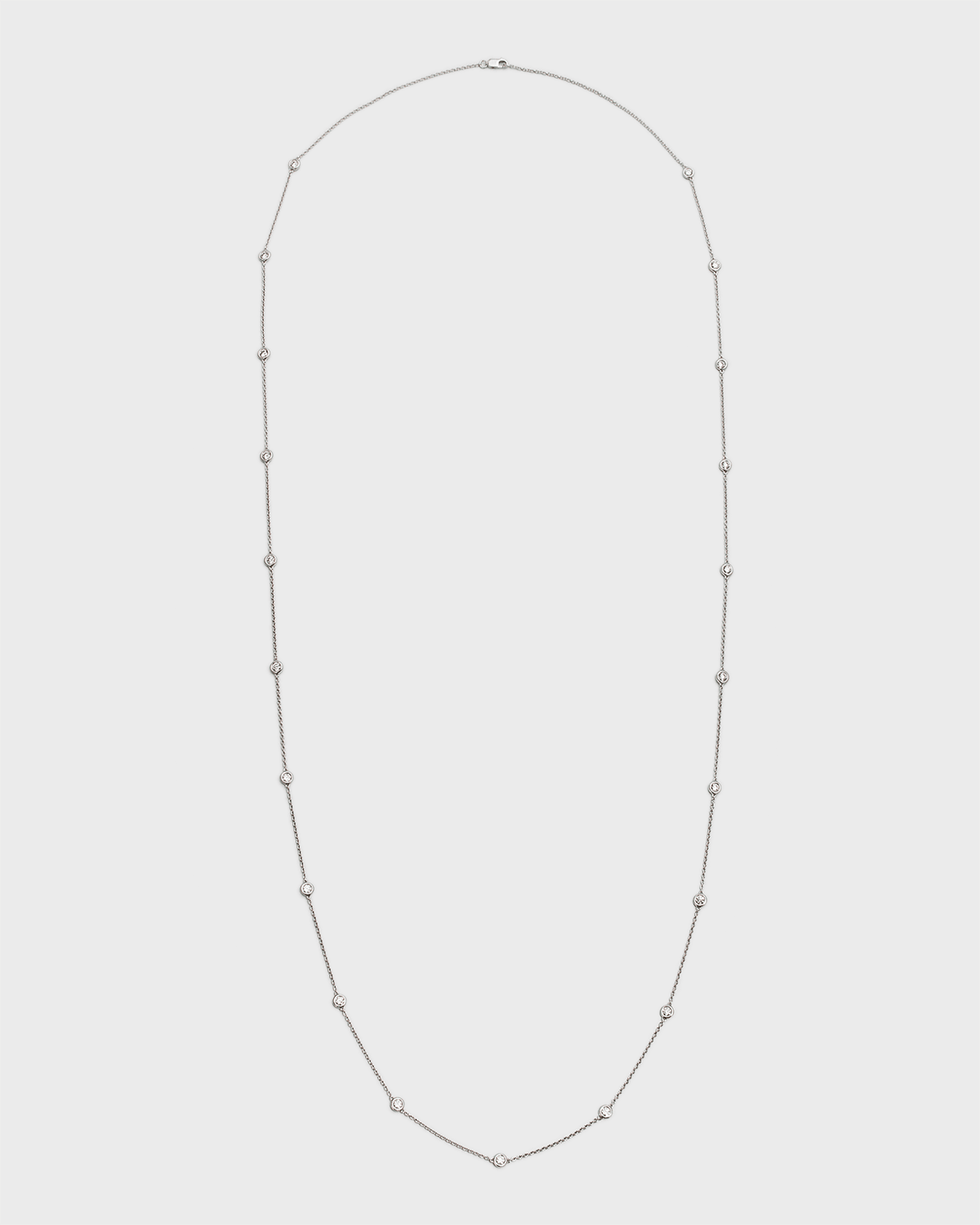 18K White Gold Round Diamond By-the-Yard Necklace, 36"L, 2.1tcw