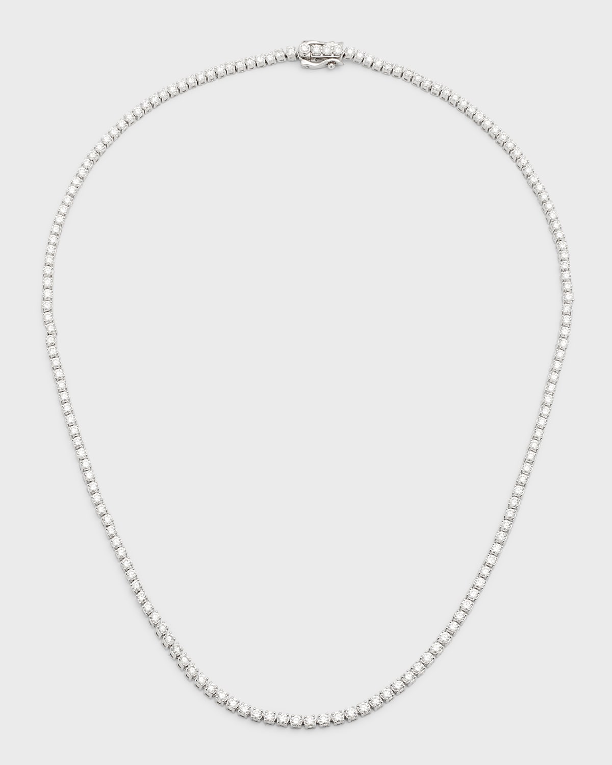 18K White Gold Round Diamond Line Necklace, 16.5"L, 7.0tcw