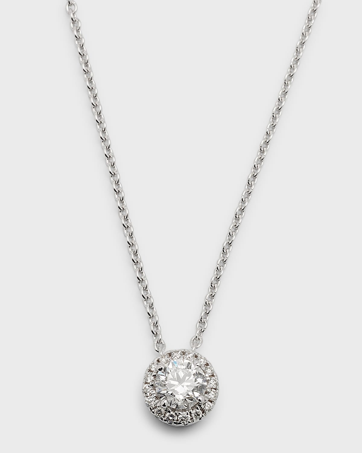 Neiman Marcus Diamonds 18K White Gold Round Diamond Halo Pendant