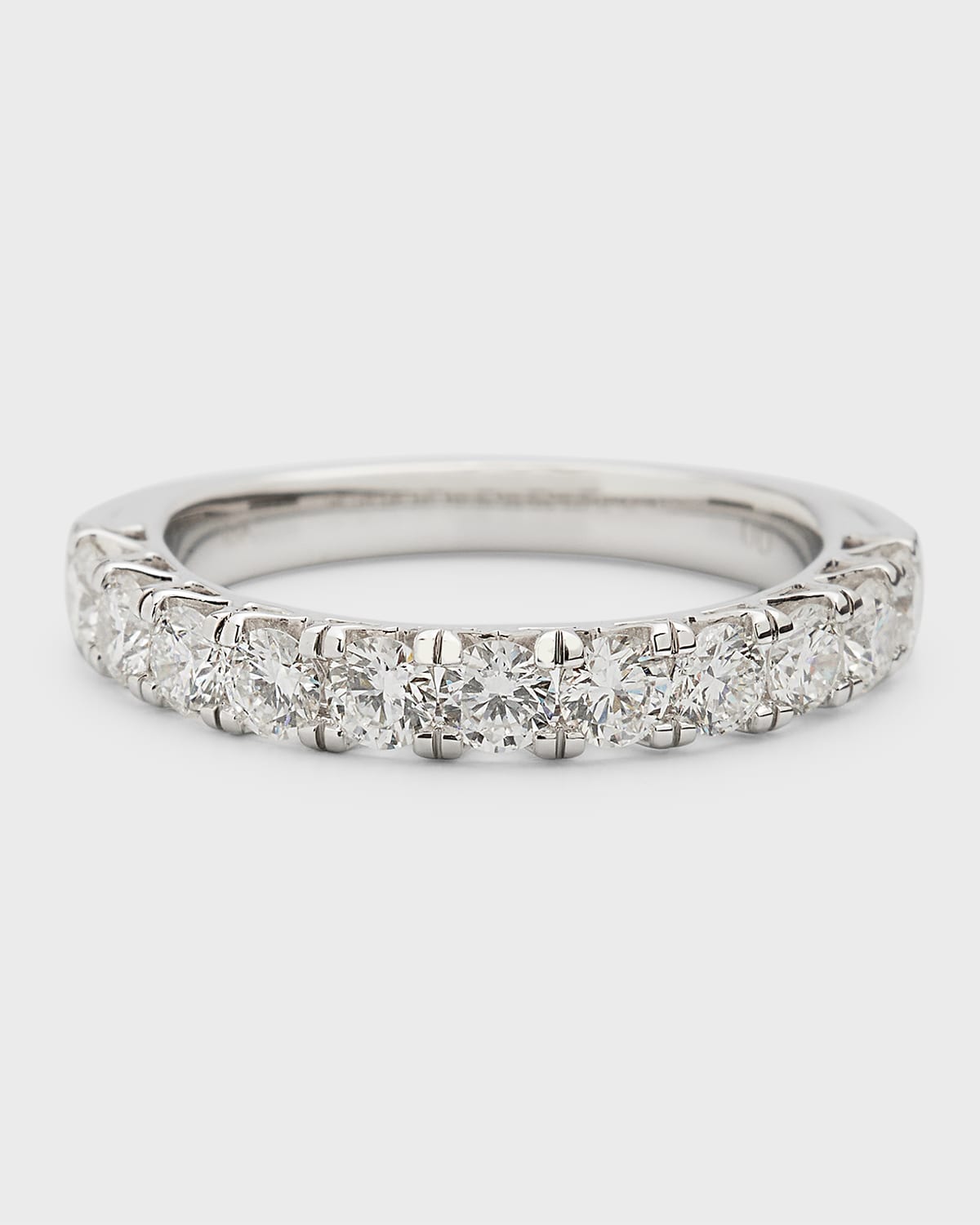 18K White Gold Round Diamond Half Band, Size 6