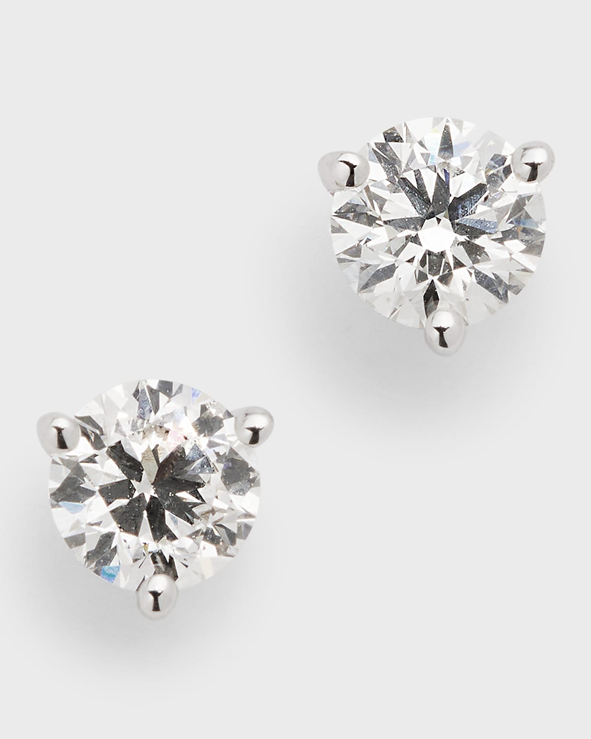 18K White Gold 3-Prong Round Diamond Martini Stud Earrings