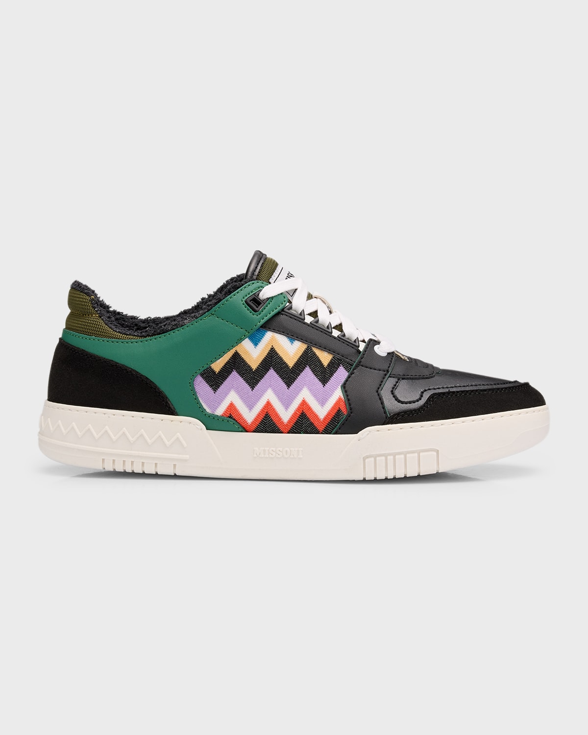 Missoni Men's Basket Leather And Textile Low-top Trainers In Black/green