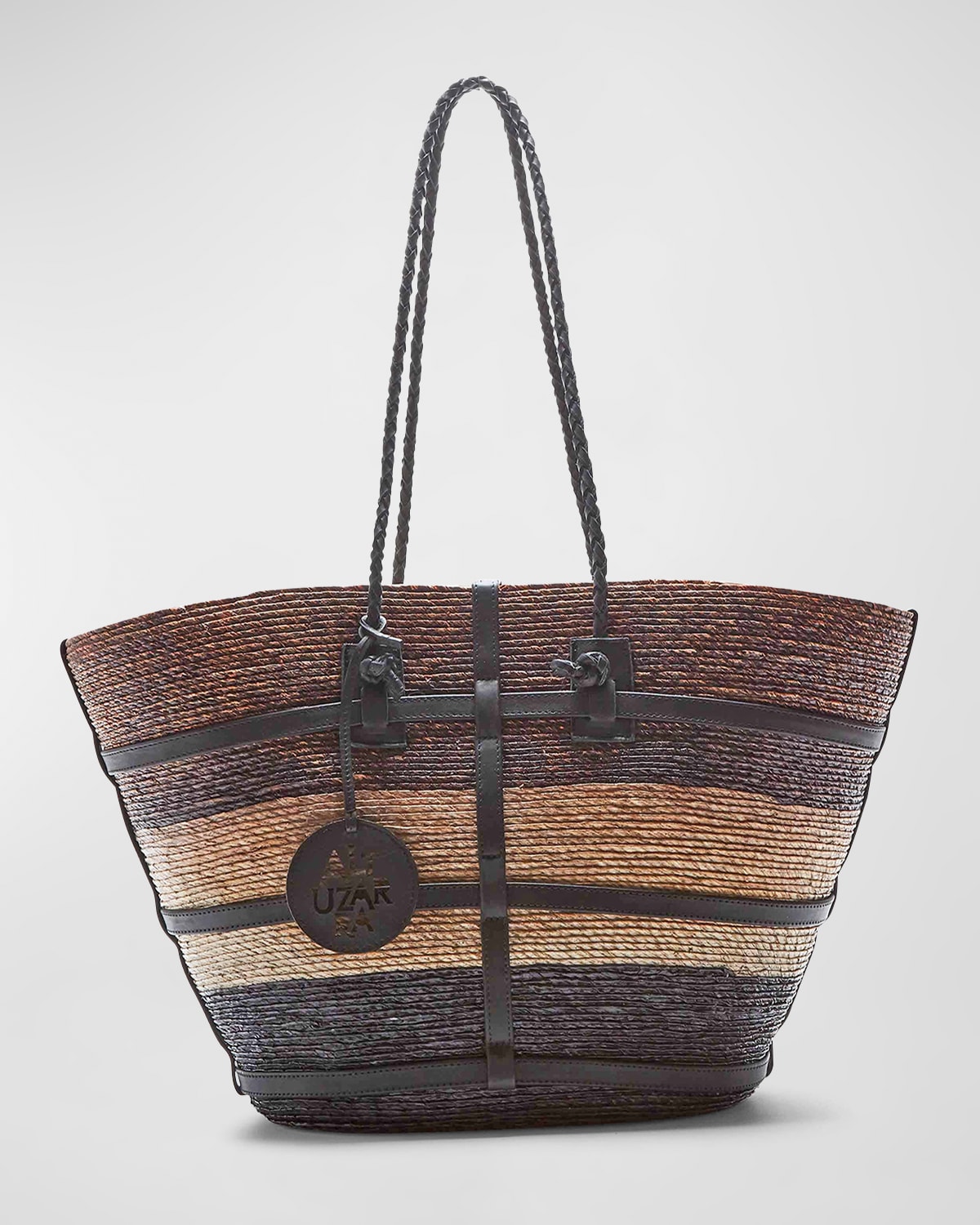 Altuzarra Watermill Large Straw Tote Bag In 000910 Blackbrown