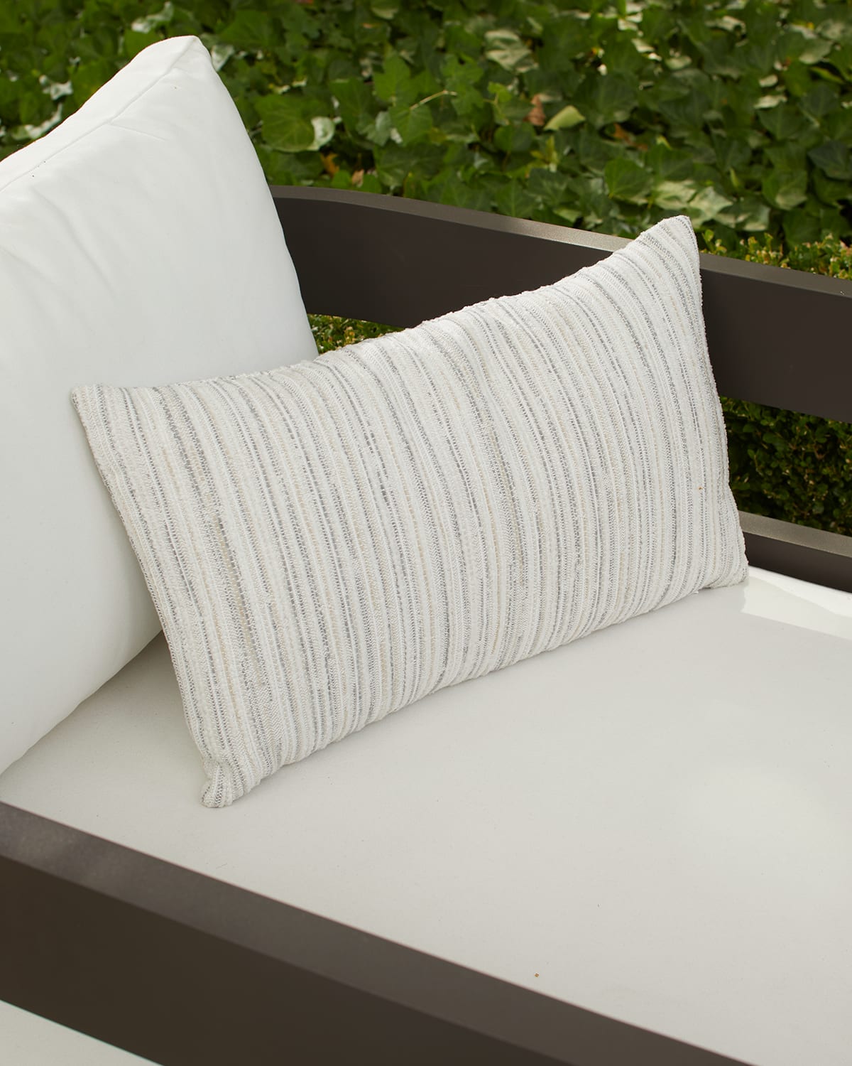 Elaine Smith Luxe Stripe Outdoor Lumbar Pillow In White