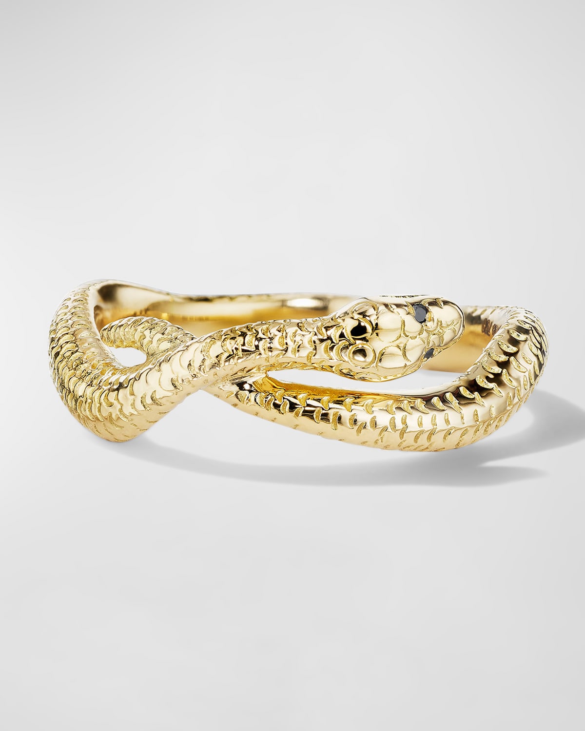 18K Yellow Gold Wonderland Diamond Eye Snake Ring, Size 7