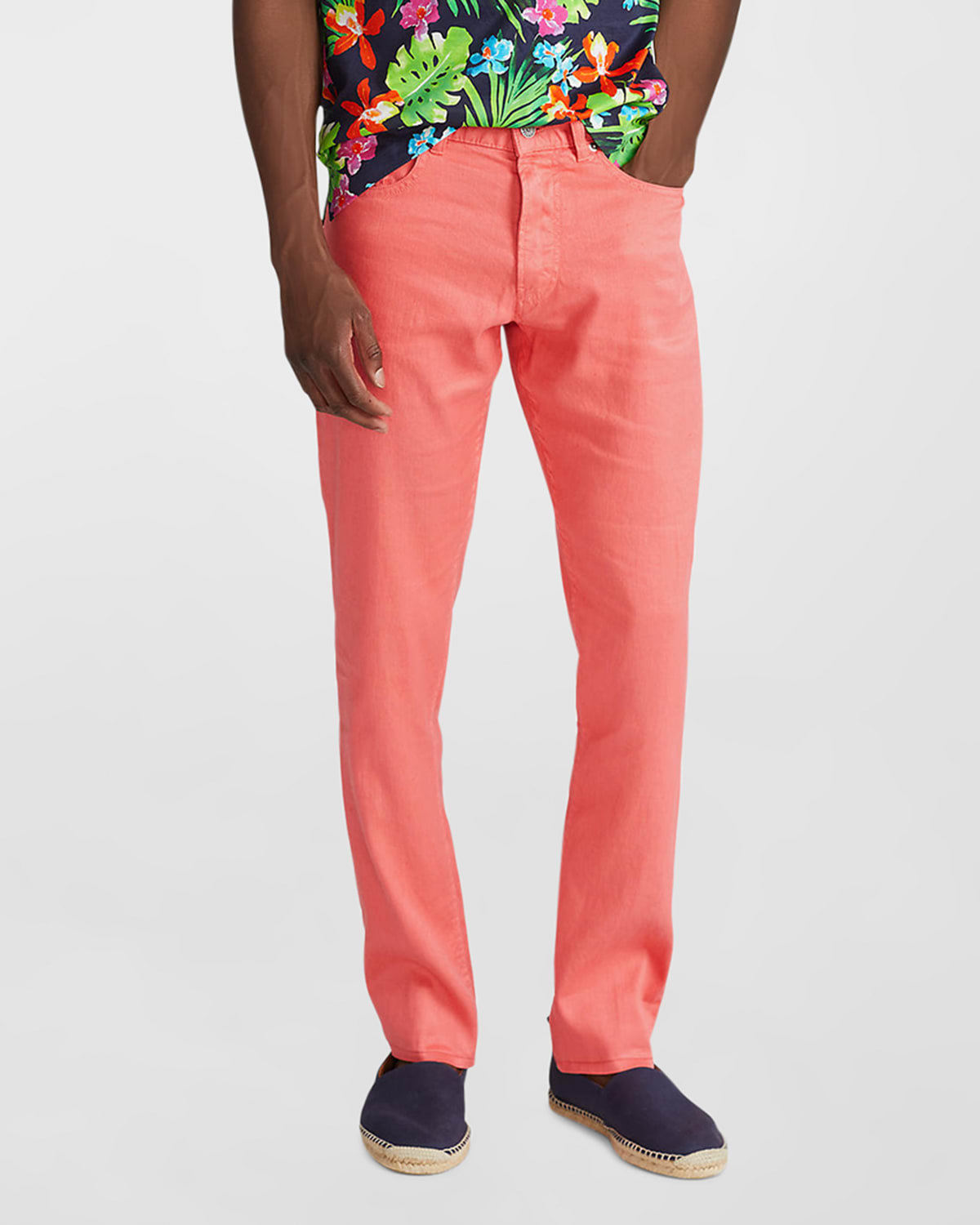 Ralph Lauren Slim Fit Linen & Cotton Five-pocket Pants In Orange