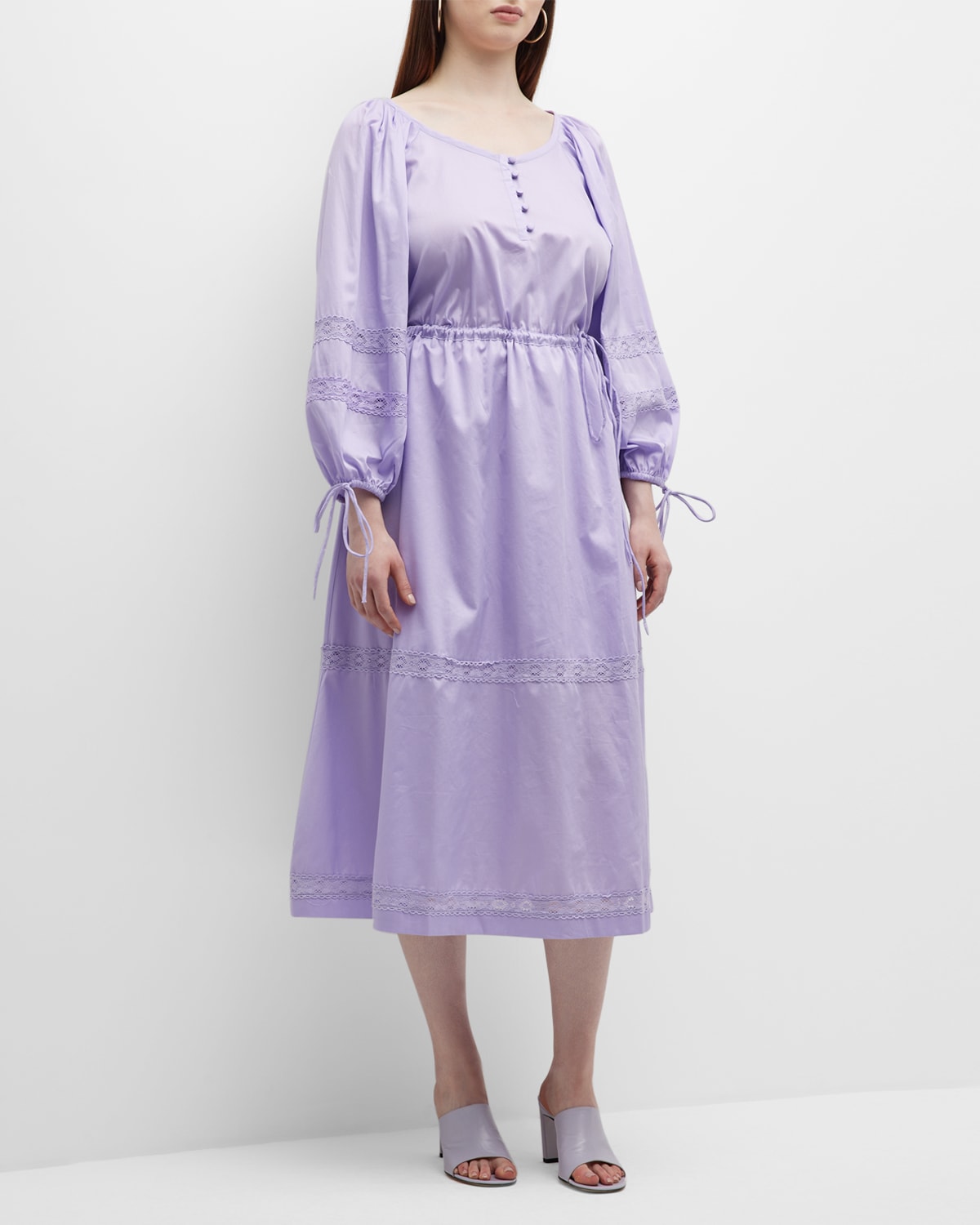 Harshman Plus Size Belle Lace-Trim A-Line Midi Dress