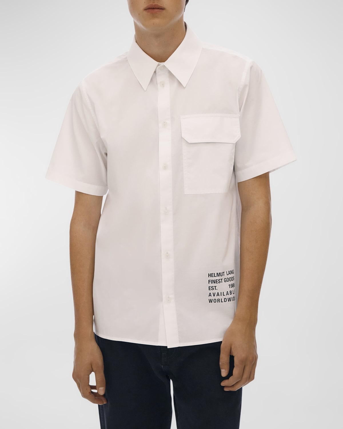 Helmut Lang Men's Point-Collar Logo Sport Shirt