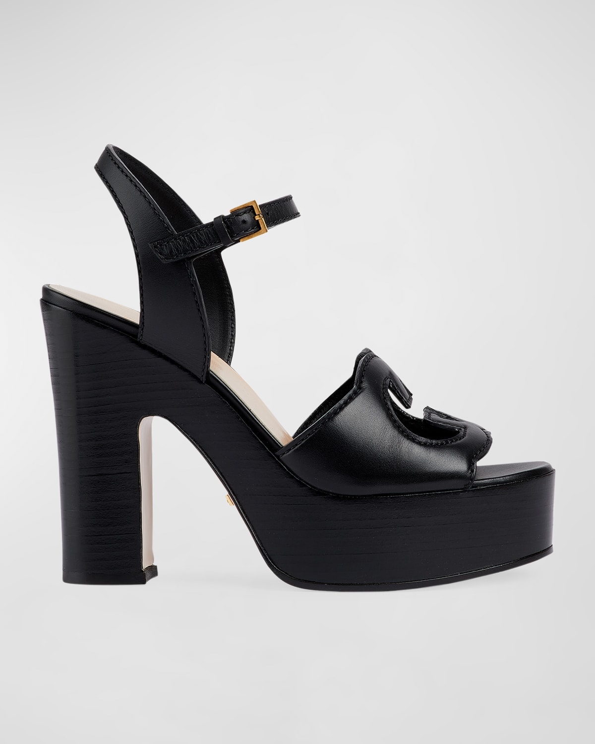Gucci Gg Cutout Ankle-strap Platform Sandals In Black