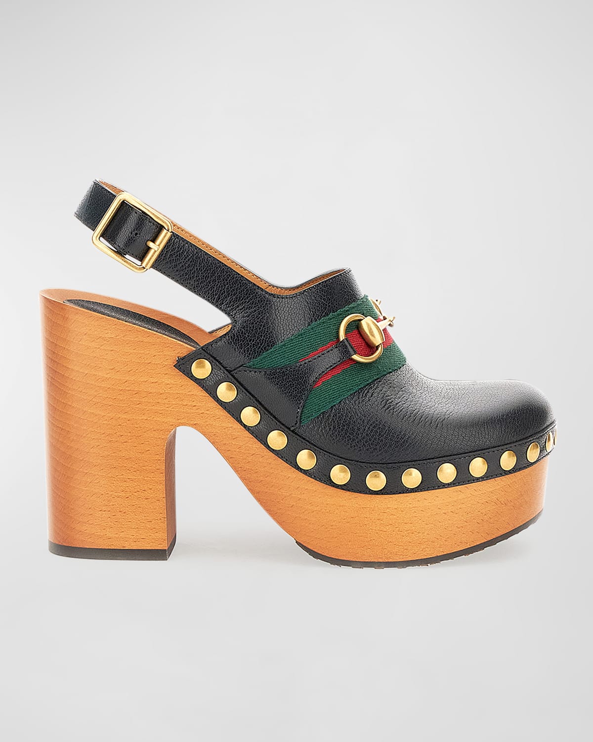Gucci Horsebit  Leather Platform Clogs In Nero Vrv ModeSens