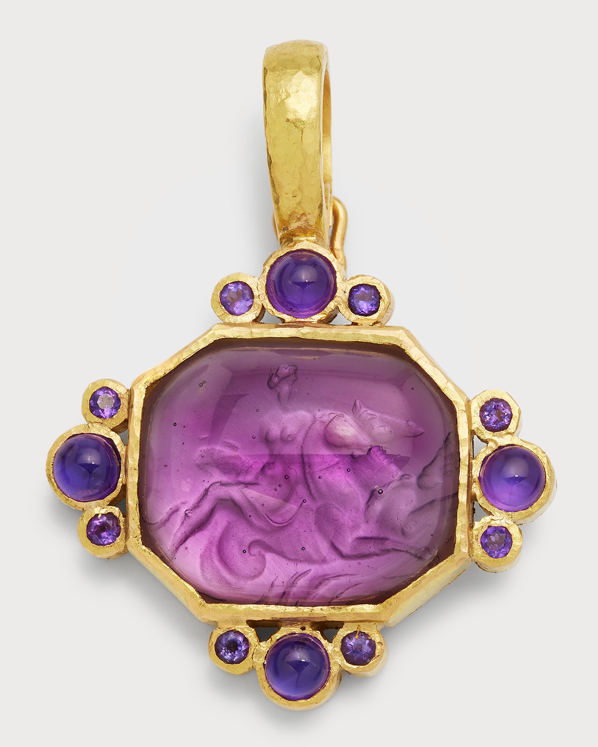 Elizabeth Locke 19K Venetian Glass Intaglio Goddess Pendant with Amethyst, 30x28mm