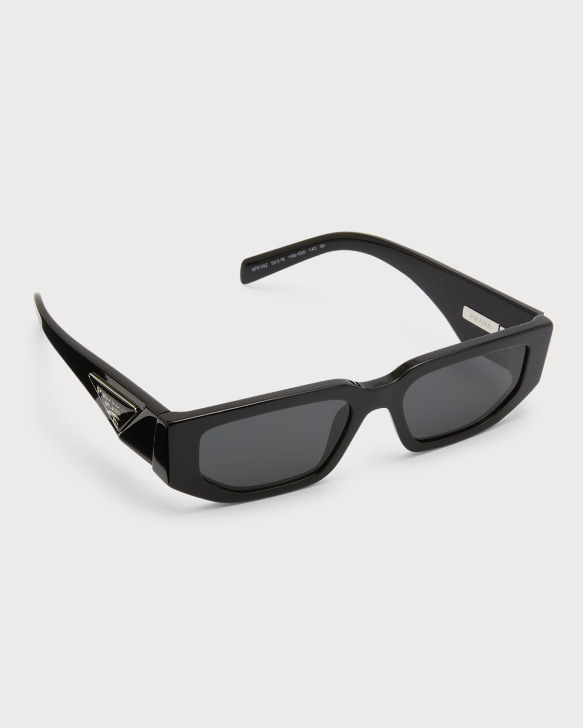 Prada Triangle Logo Bicolor Rectangle Sunglasses In Black