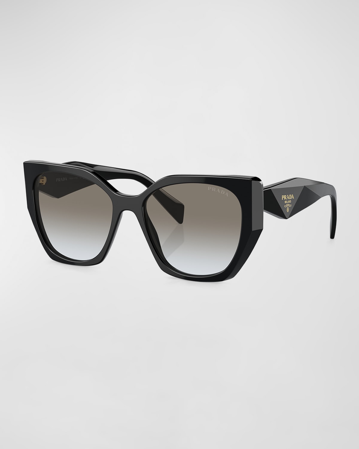 Shop Prada Logo Acetate Cat-eye Sunglasses In Black