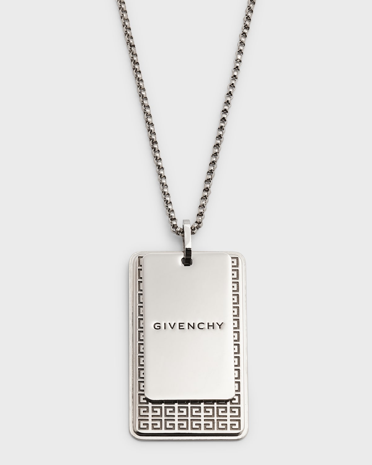 Shop Givenchy Men's 4g Double Tag Necklace In Silvery