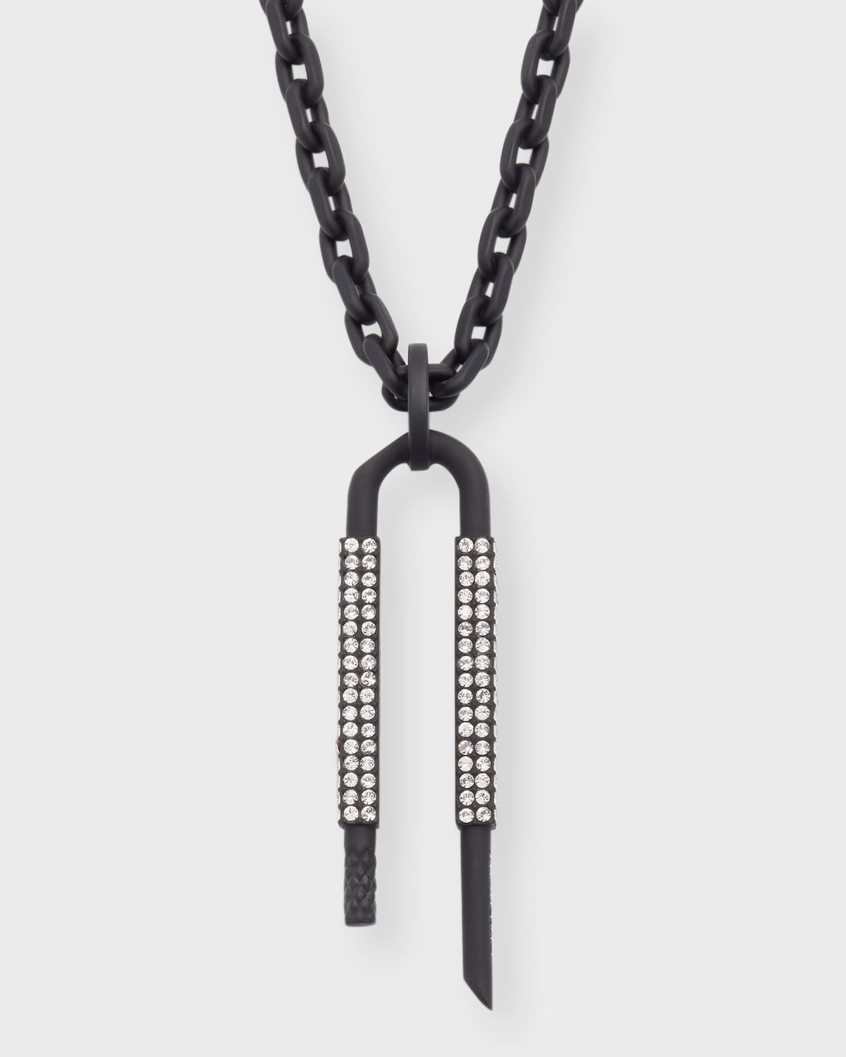 Shop Givenchy Men's Crystal U Lock Chain Necklace In Black