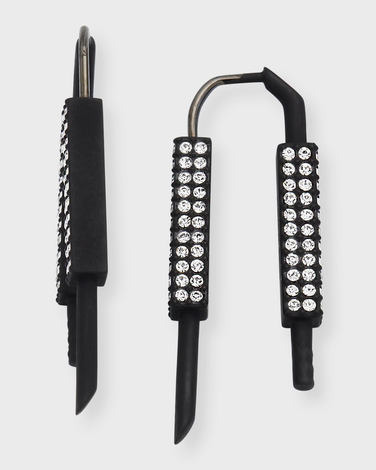 Shop Givenchy Men's U Lock Earrings With Crystals In Black