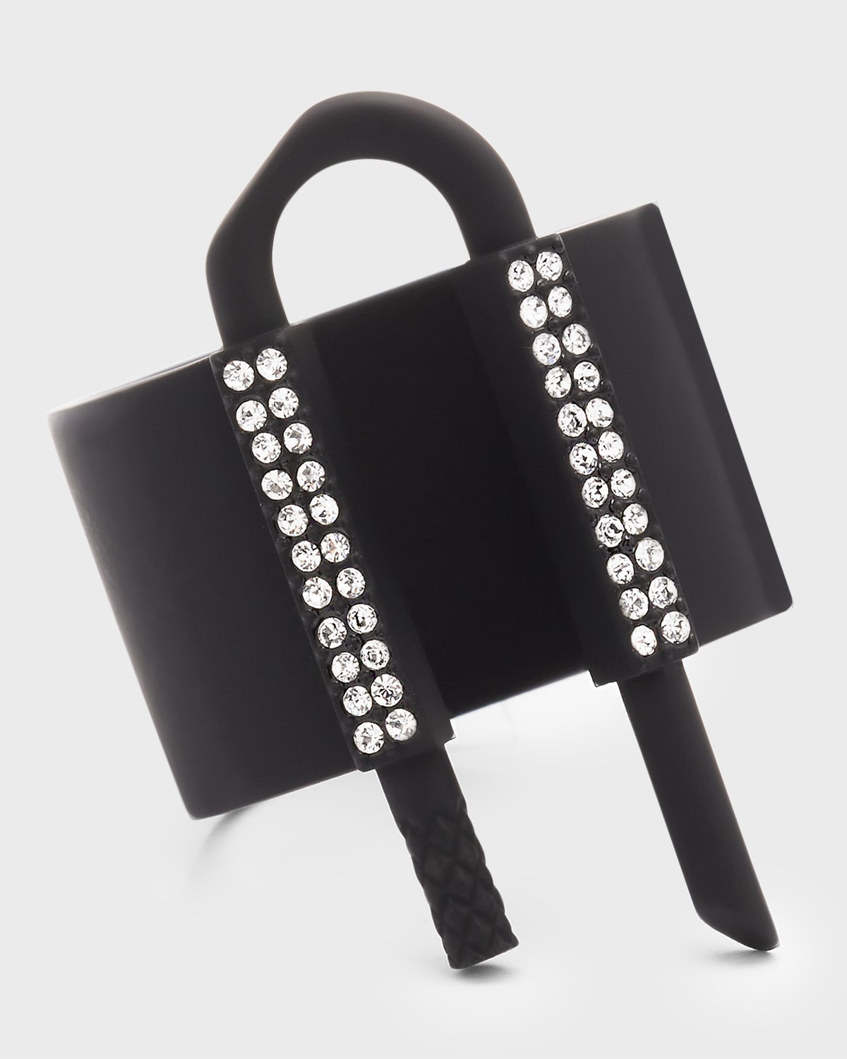 Shop Givenchy Men's U Lock Ring With Crystals In Black