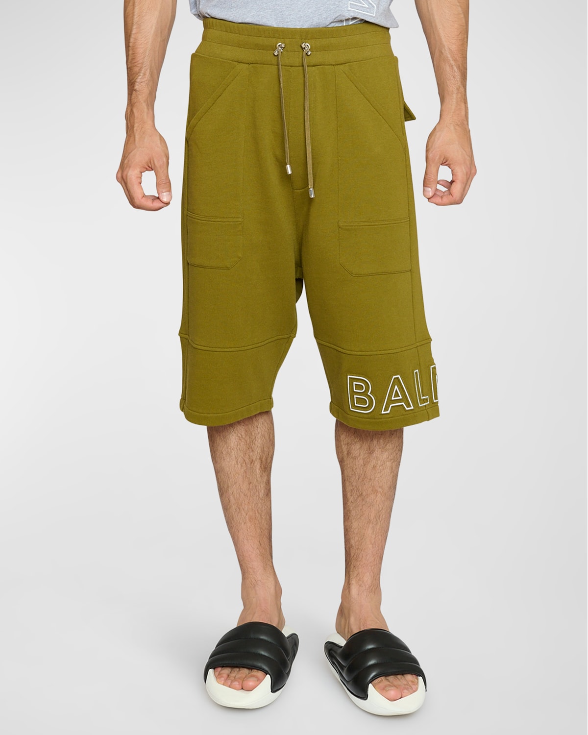 Men's Embossed Logo Long Sweat Shorts