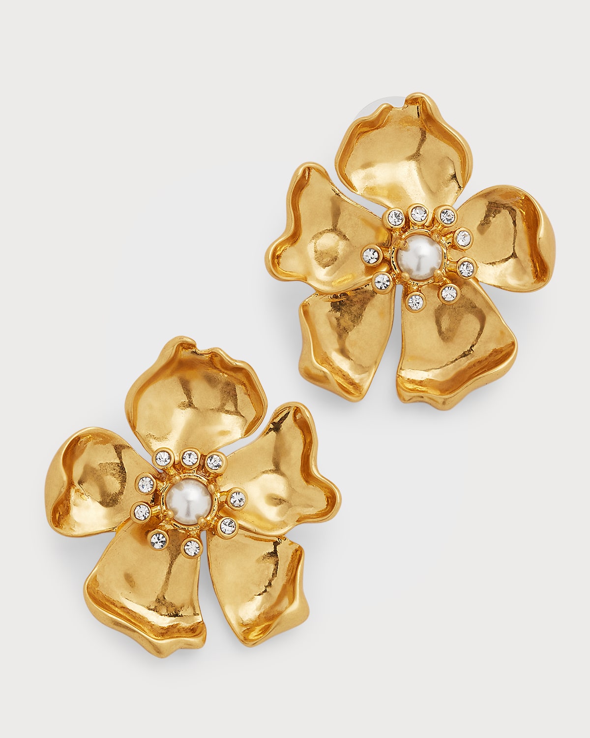 Mignonne Gavigan Elodie Floral Stud Earrings In White Gold