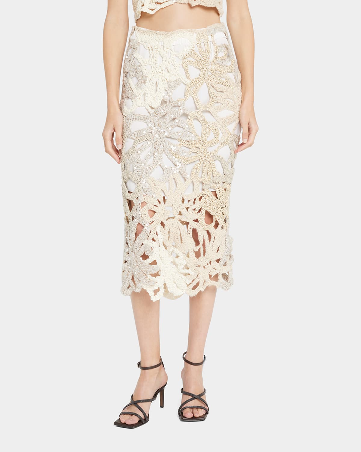 Brunello Cucinelli Couture Marine Botanical Crochet Bralette In Beige