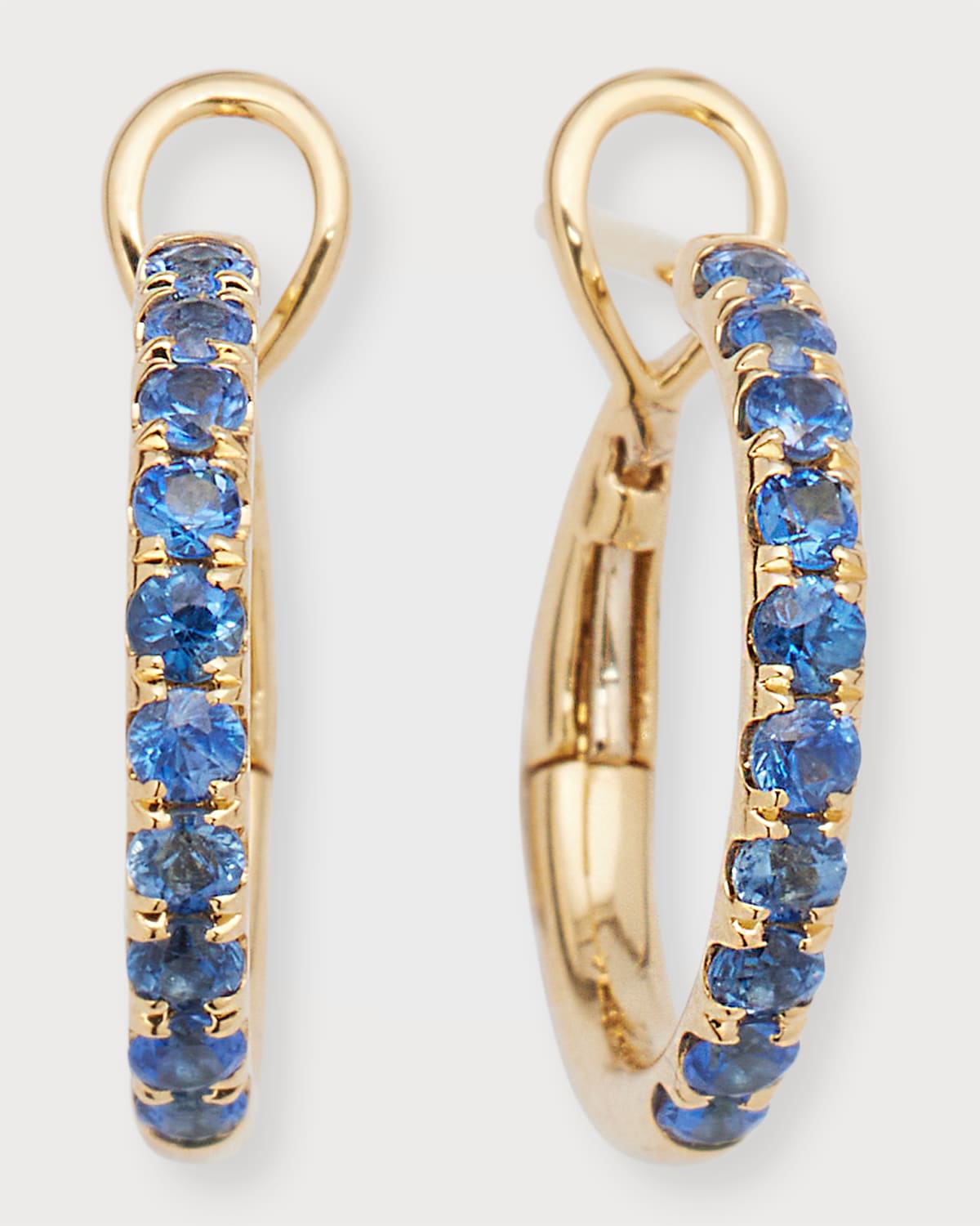 18K Yellow Gold Small All Sapphire Polished Inner Hoop Earrings