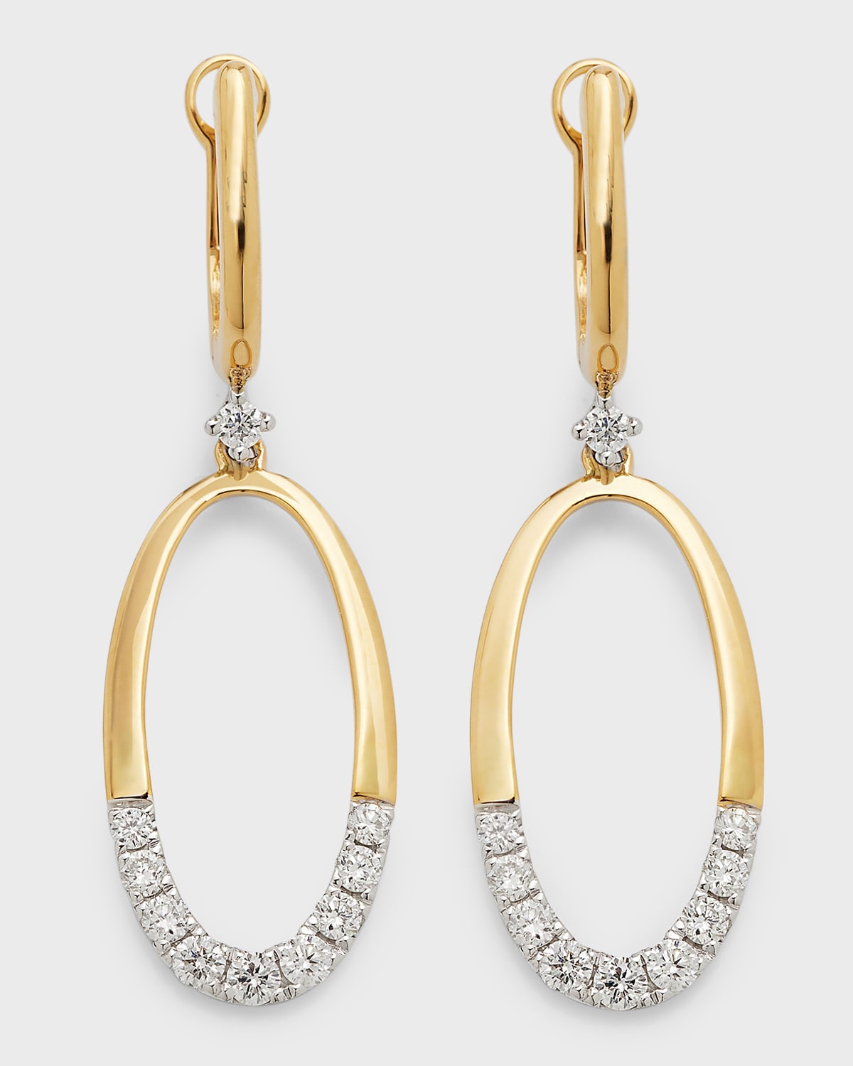 Frederic Sage 18K Yellow and White Gold Open Oval-Shape Diamond Earrings
