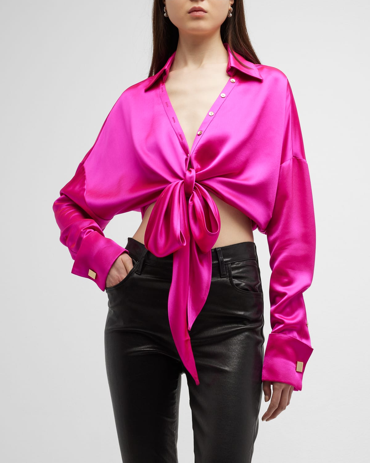 Retroféte Parker Cropped Shirt In Neon Pink
