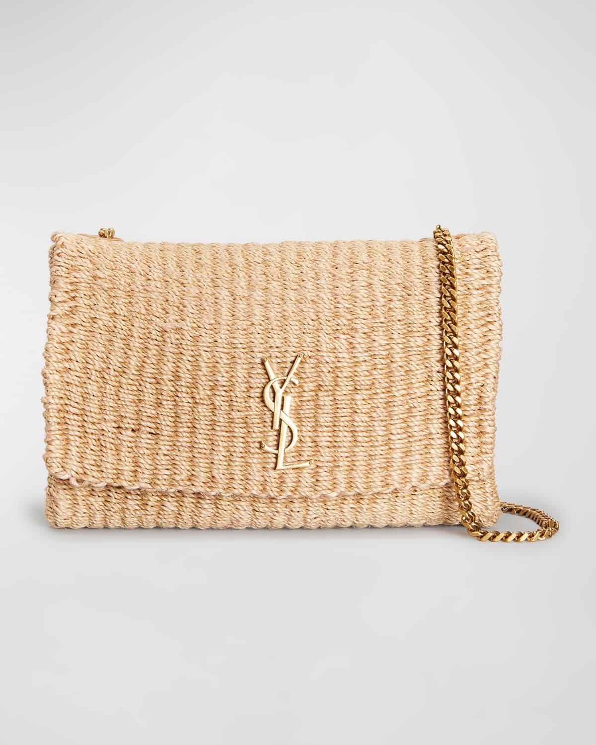 Saint Laurent Kate Medium Raffia Shoulder Bag