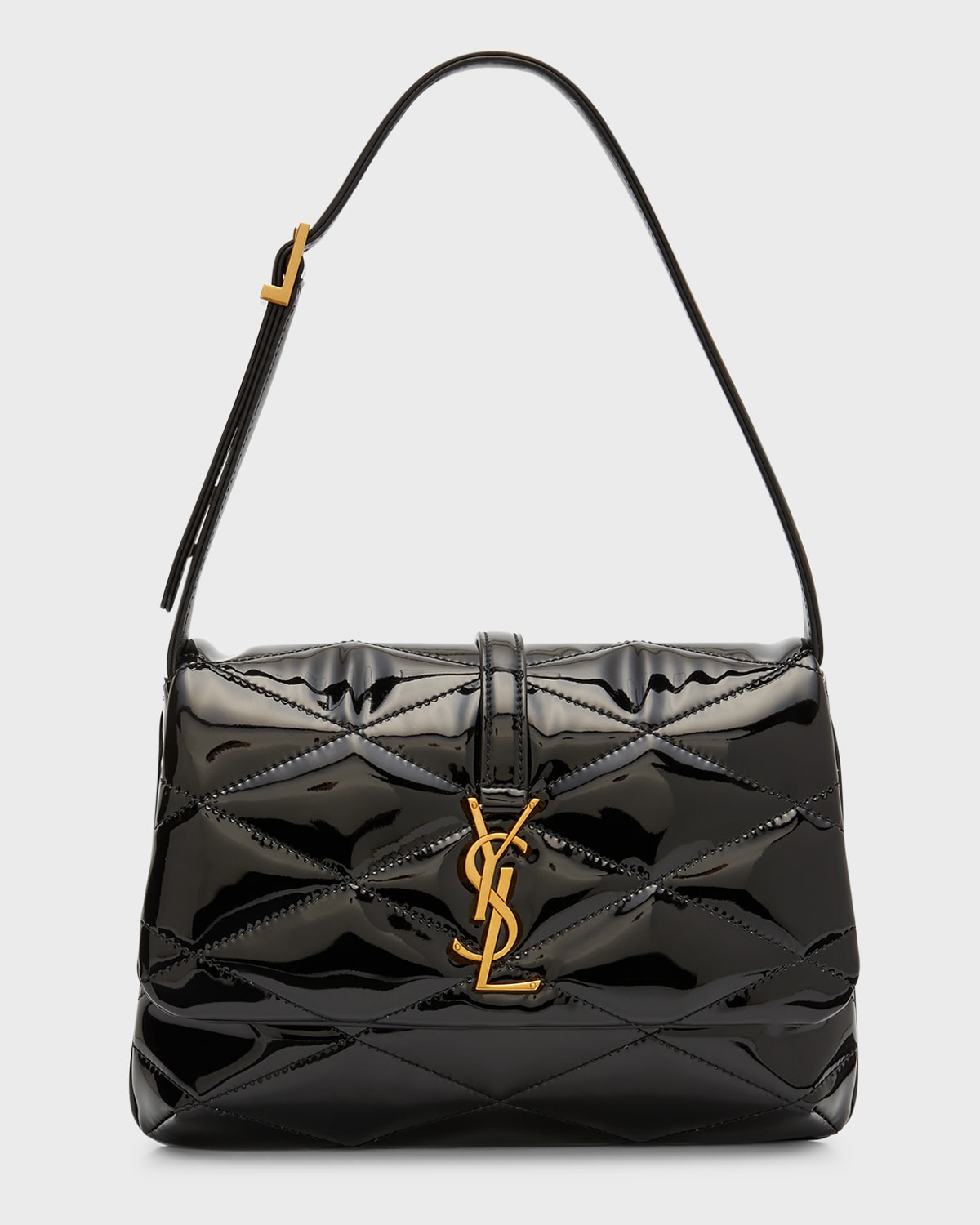 SAINT LAURENT LE 5 A 7 QUILTED PATENT SHOULDER BAG