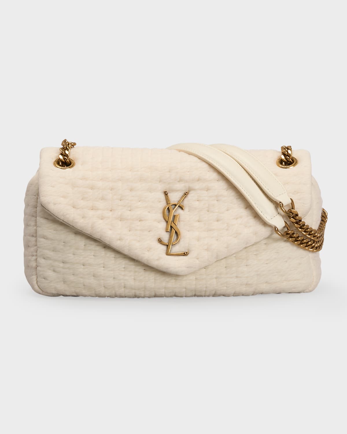 Saint Laurent Small Lou Organza Puffer Shoulder Bag In White/yellow