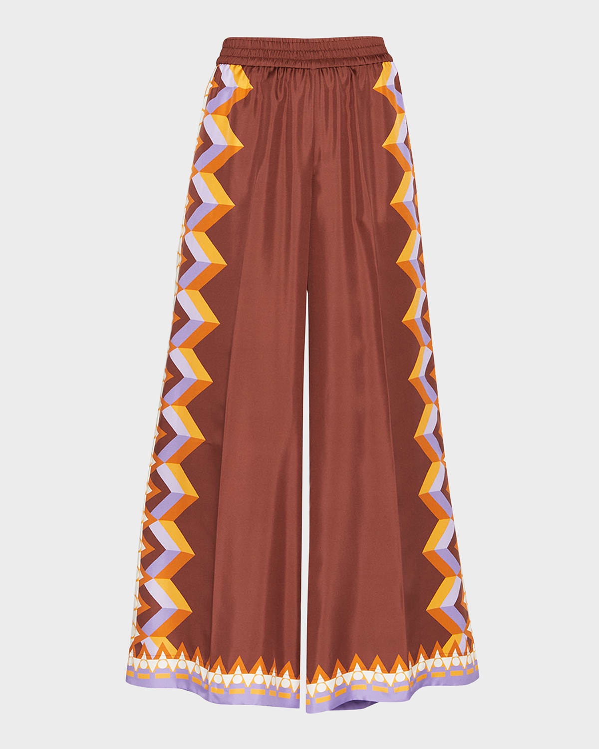 Abstract Foulard-Print Wide-Leg Silk Palazzo Pants