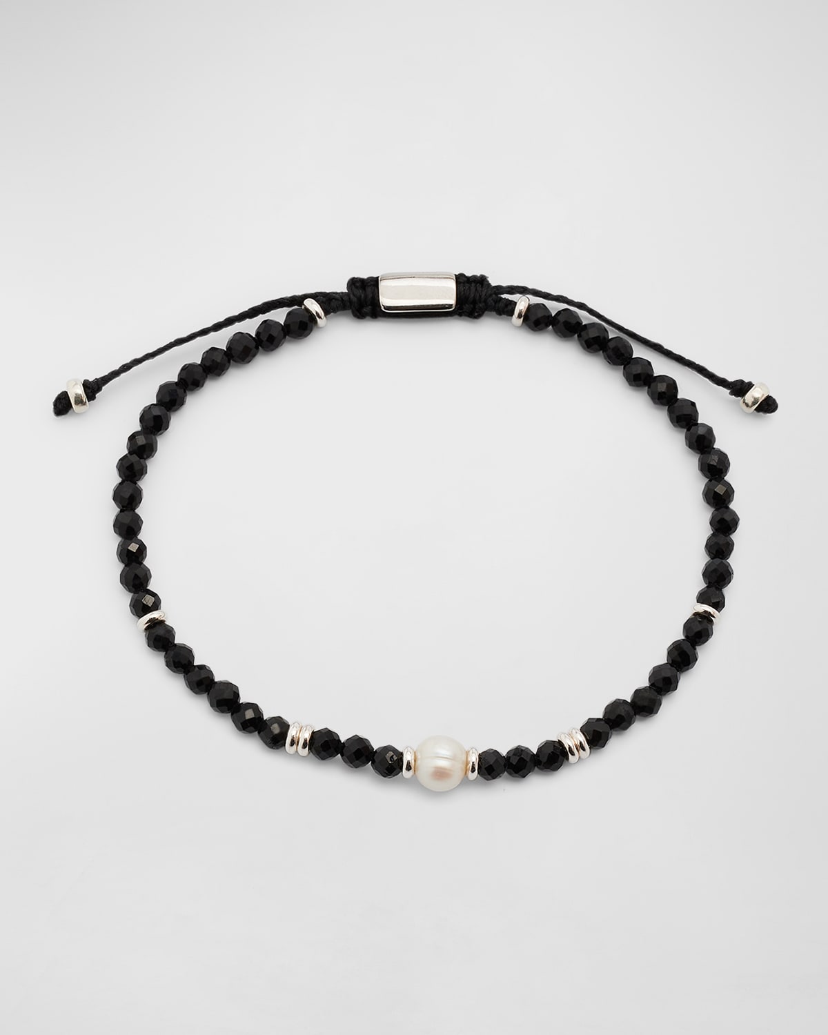 Shop Jan Leslie Men's Black Onyx Beaded Bracelet With Freshwater Pearl Center