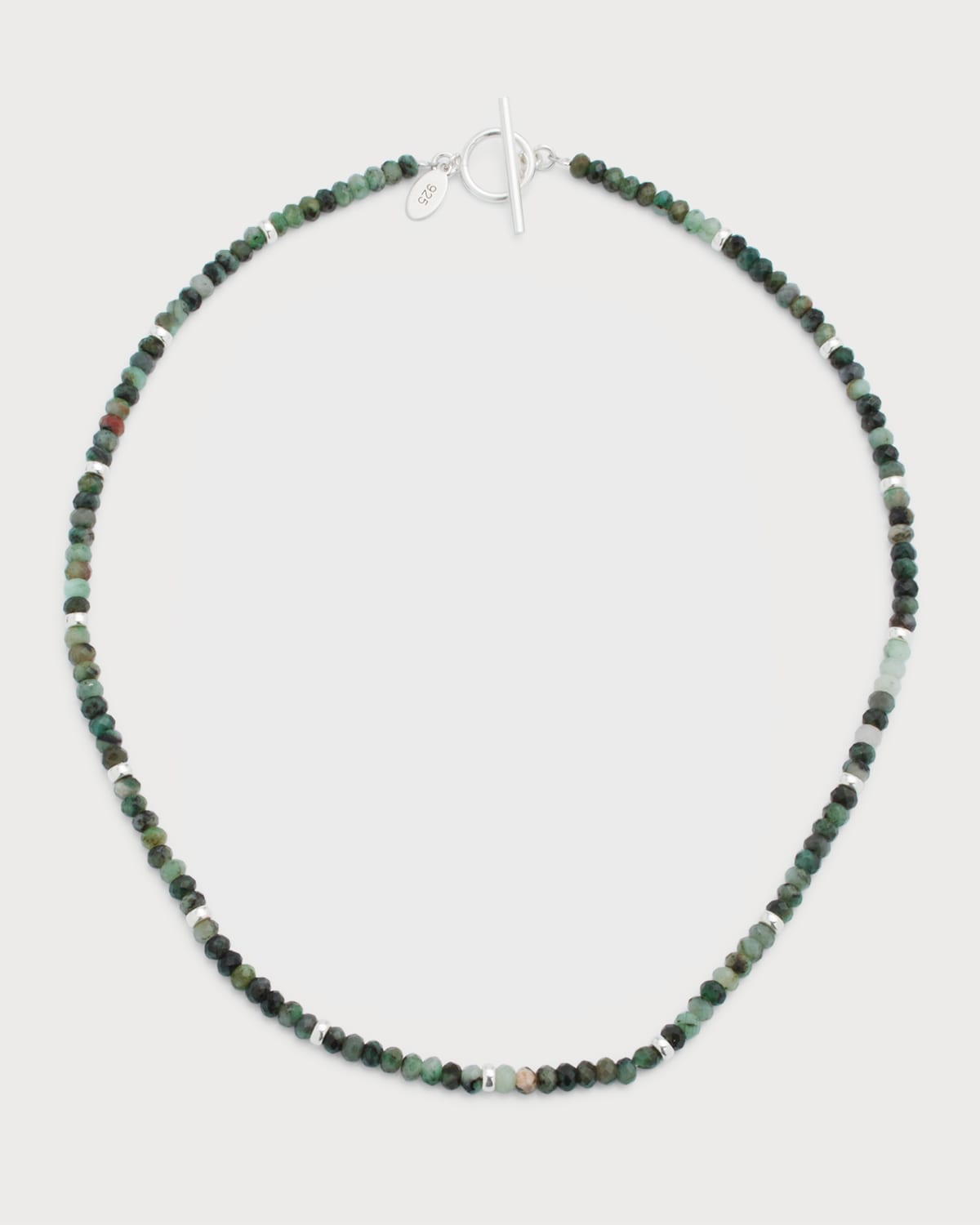 Jan Leslie Men's Emerald Beaded Necklace With Sterling Silver Spacers