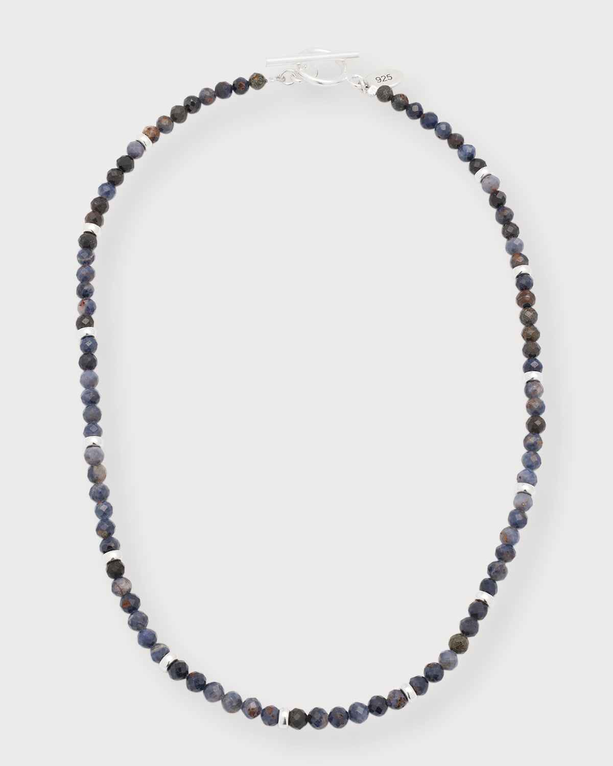 JAN LESLIE MEN'S STERLING SILVER AND SAPPHIRE BEADED NECKLACE