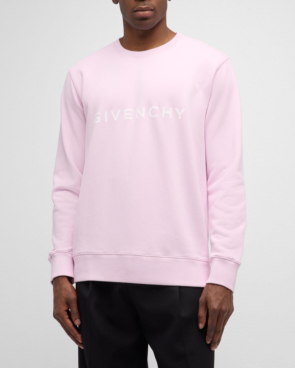 Shop Givenchy Men's Terry Classic Logo Sweatshirt In Baby Pink