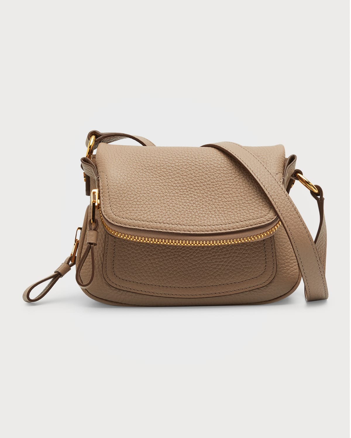 Tom Ford Jennifer Mini Grain Leather Crossbody Bag In Silk Taupe