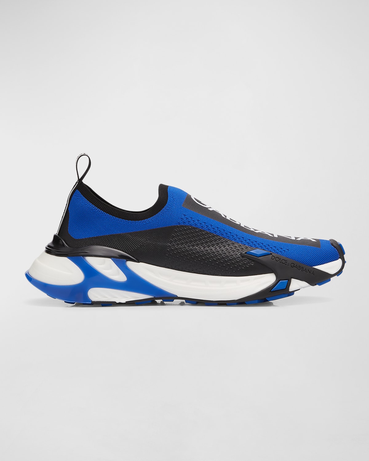 Dolce & Gabbana Sorrento Sneakers In Stretch Mesh With Logo In Blue/black