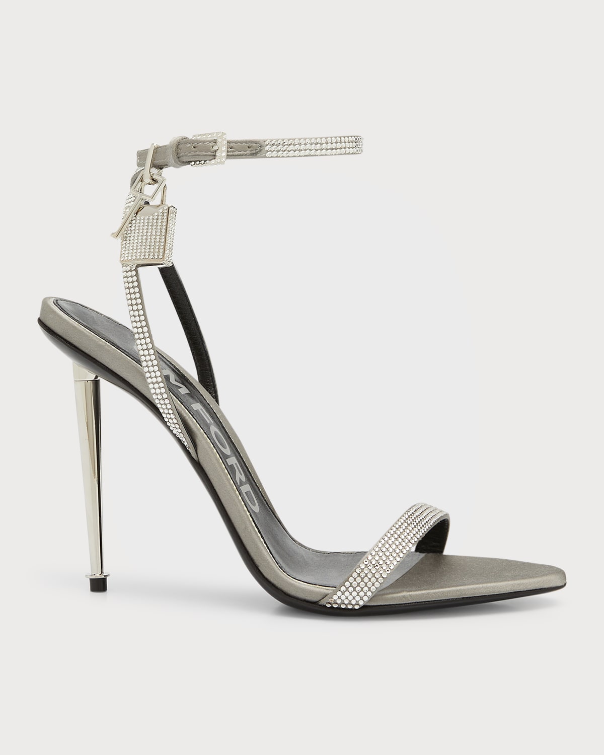 Tom Ford Lock 105mm Crystal Ankle-strap Sandals In 3go01 Pearl Grey