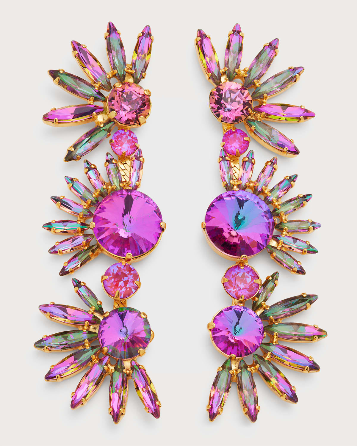 Elizabeth Cole Livy 24k Gold-plated & Crystal Earrings In Pink