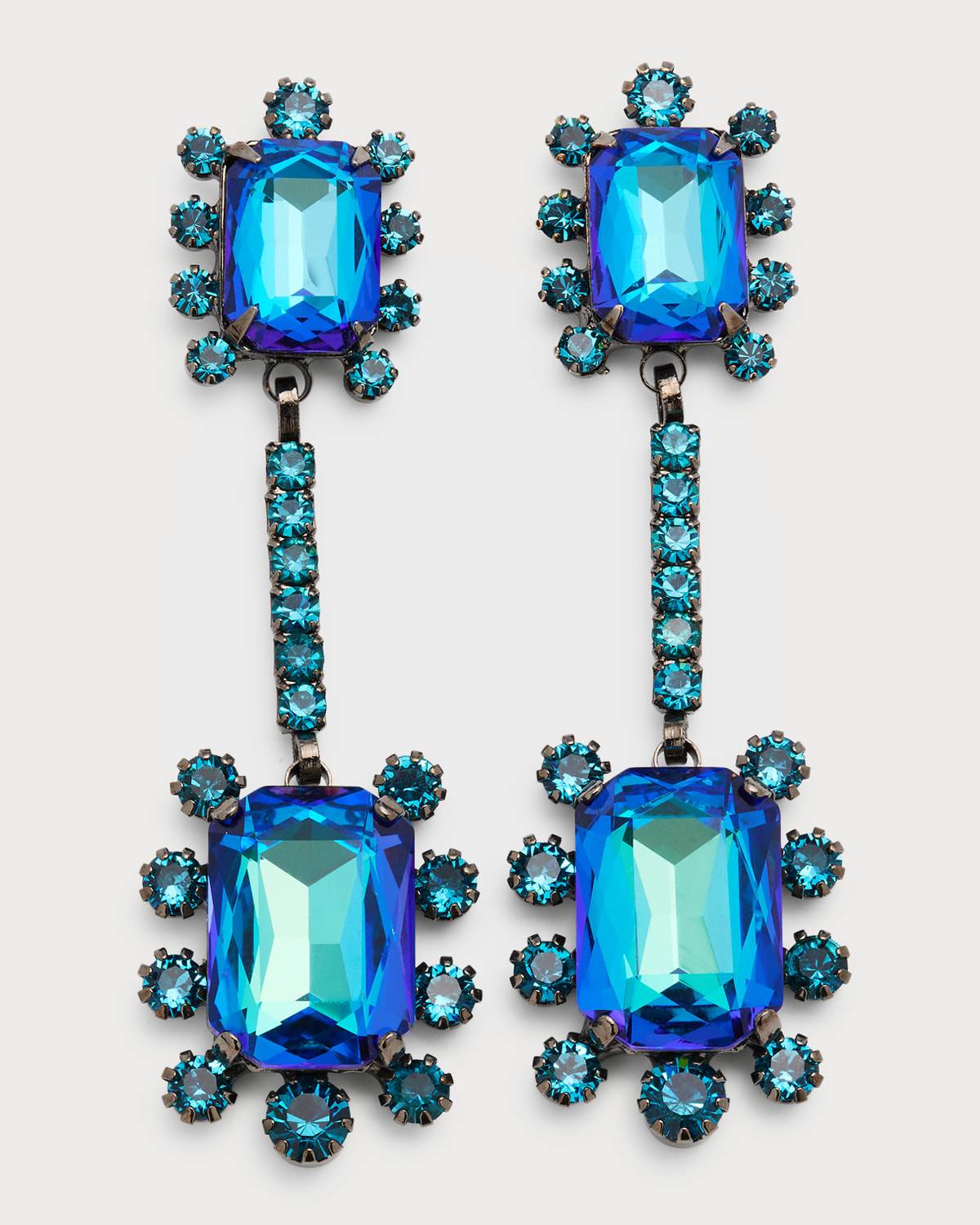 ELIZABETH COLE GAIA LINEAR CRYSTAL DANGLE EARRINGS