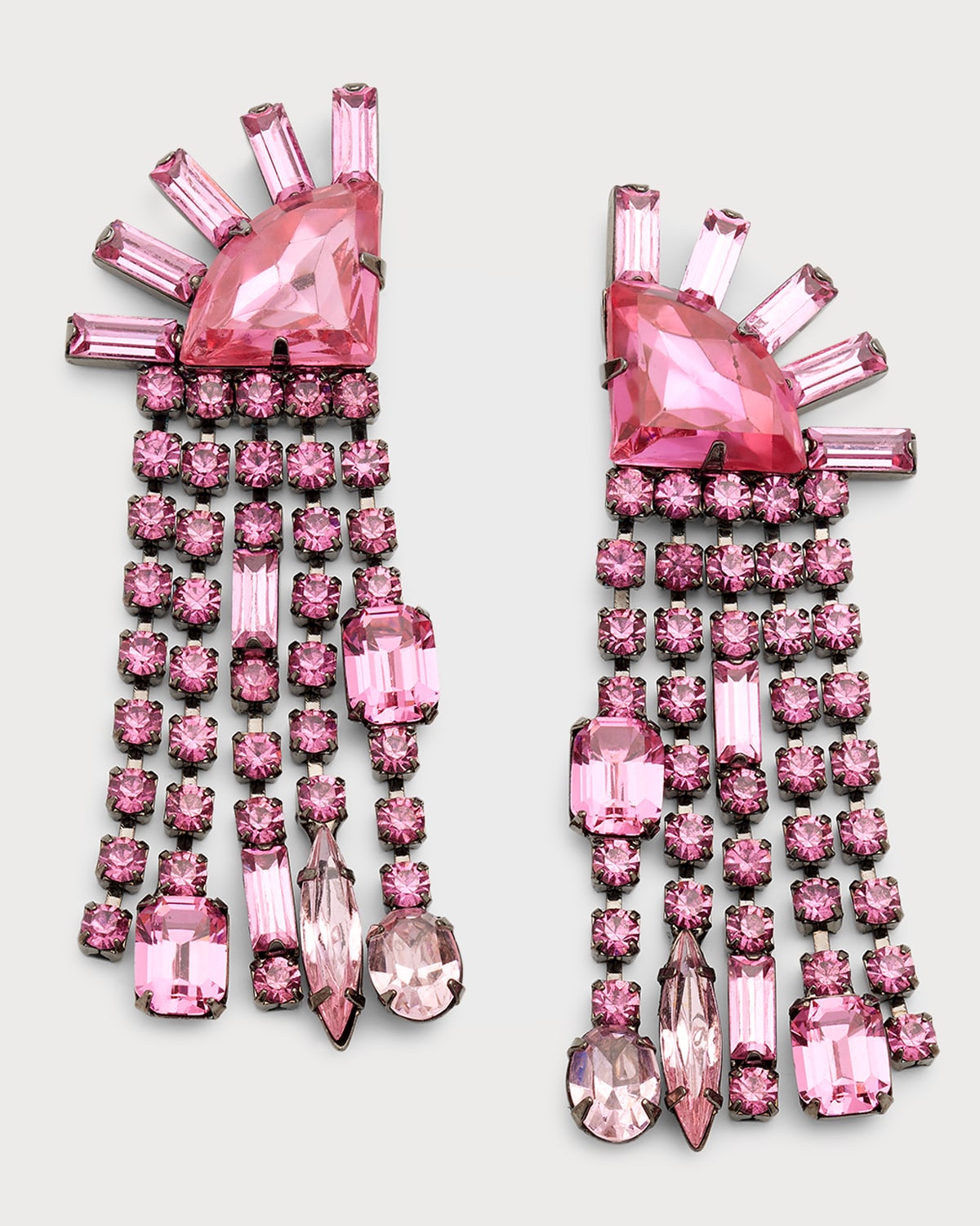 Elizabeth Cole Glora Crystal Fringe Earrings In Pink