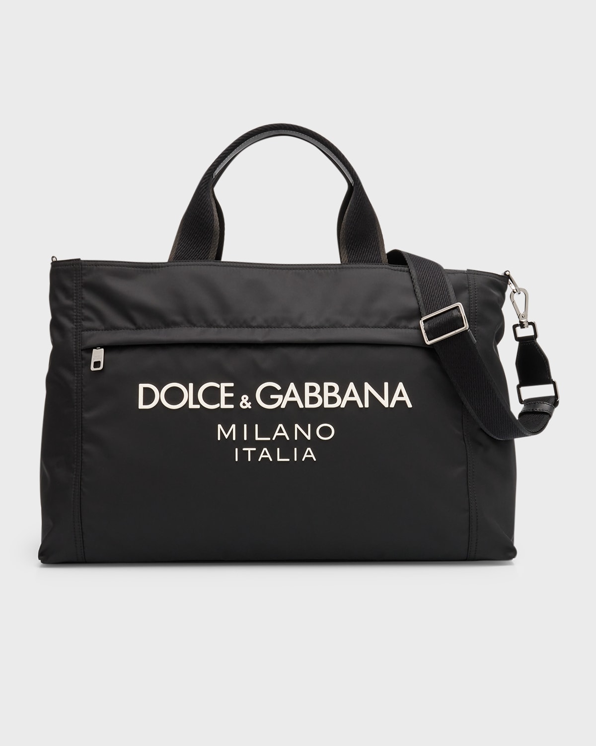Shop Dolce & Gabbana Men's Nylon Logo Duffel Bag In Black/blac