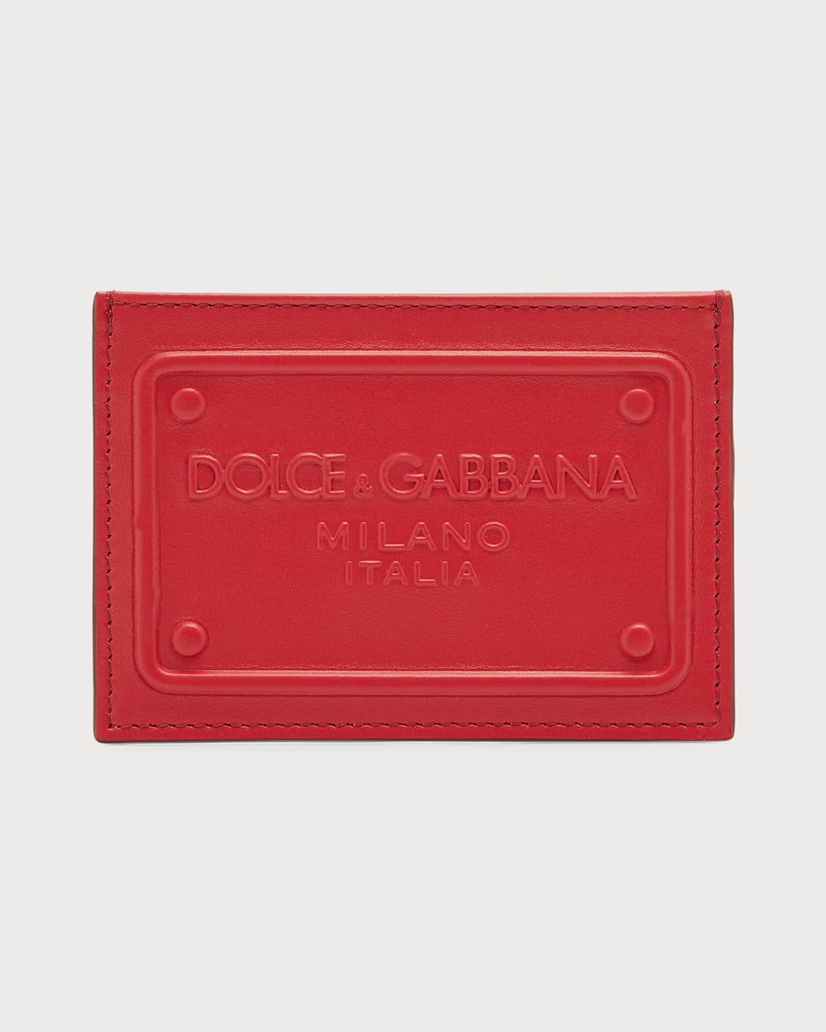 Dolce & Gabbana Men's Embossed Logo Leather Card Case
