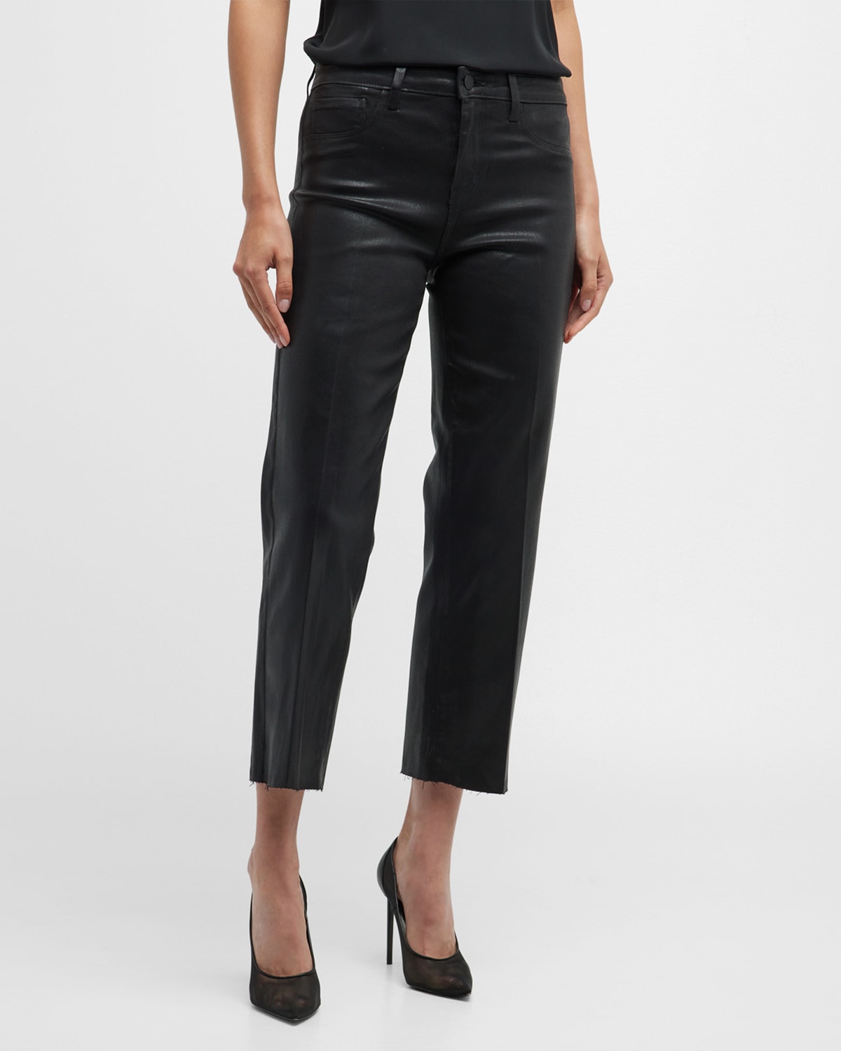 L'Agence Wanda High Rise Cropped Wide Jeans
