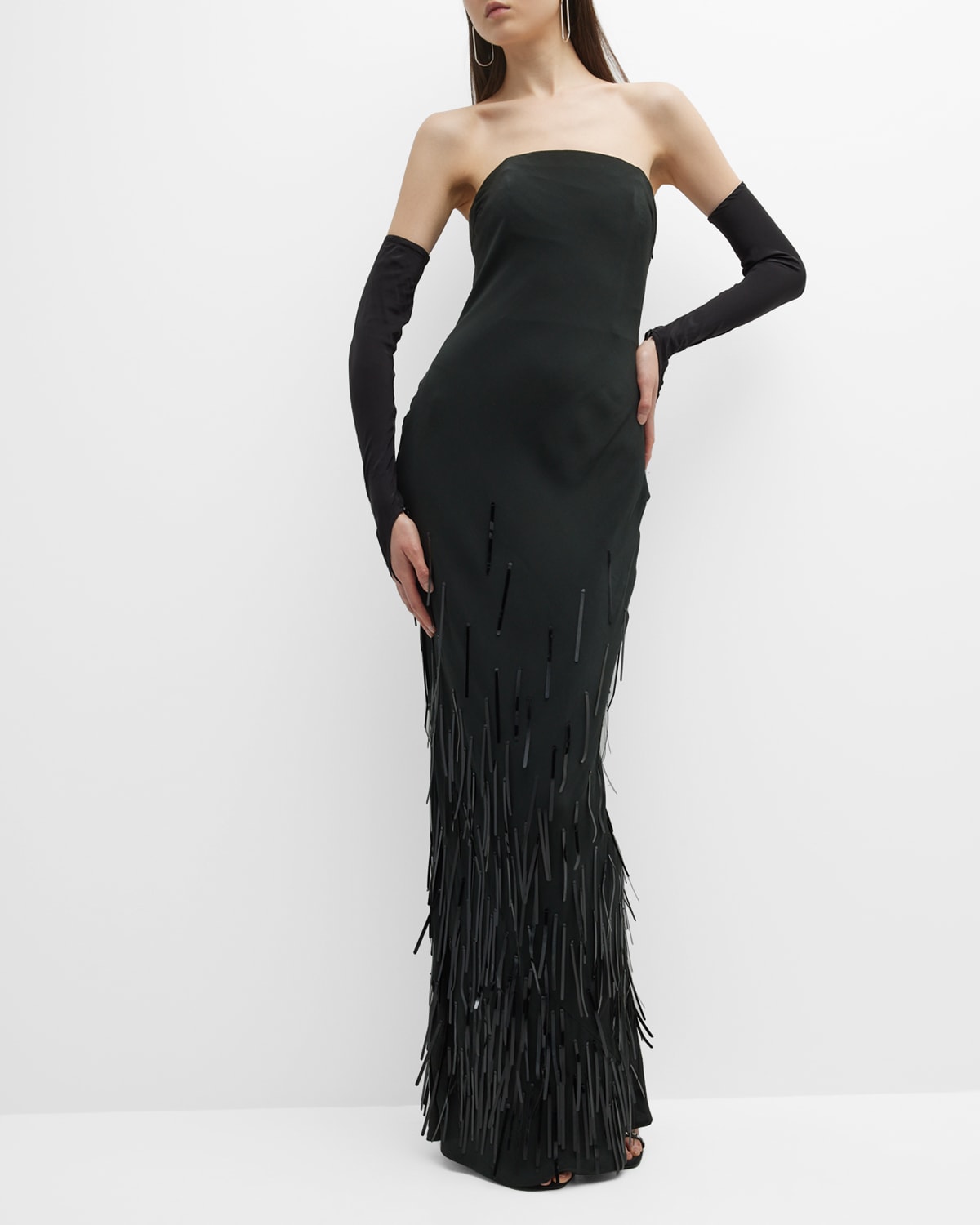 CULT GAIA ANISA STRAPLESS SEQUIN CREPE GOWN