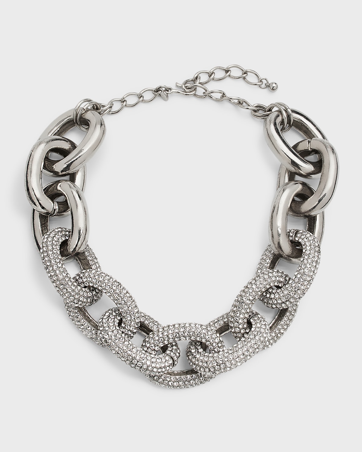 Pave Crystal Front-Link Chain Necklace