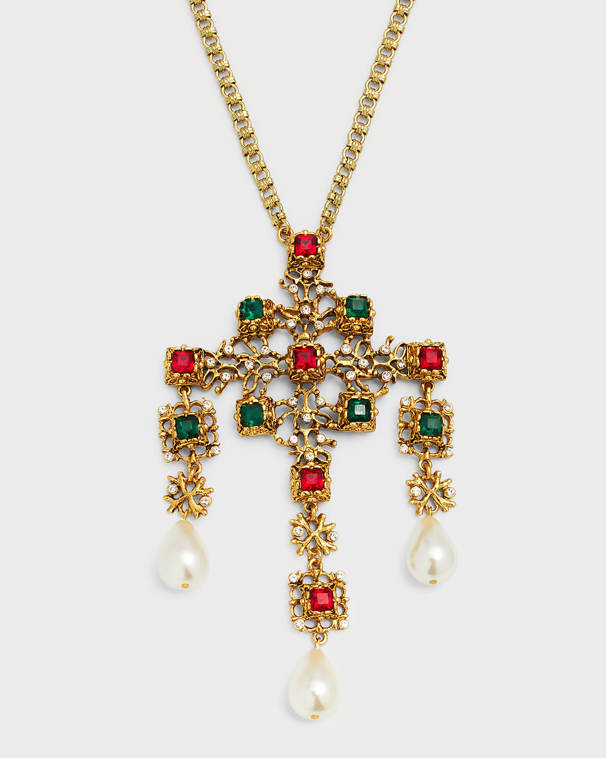 Antique Gold Cross Pendant Necklace