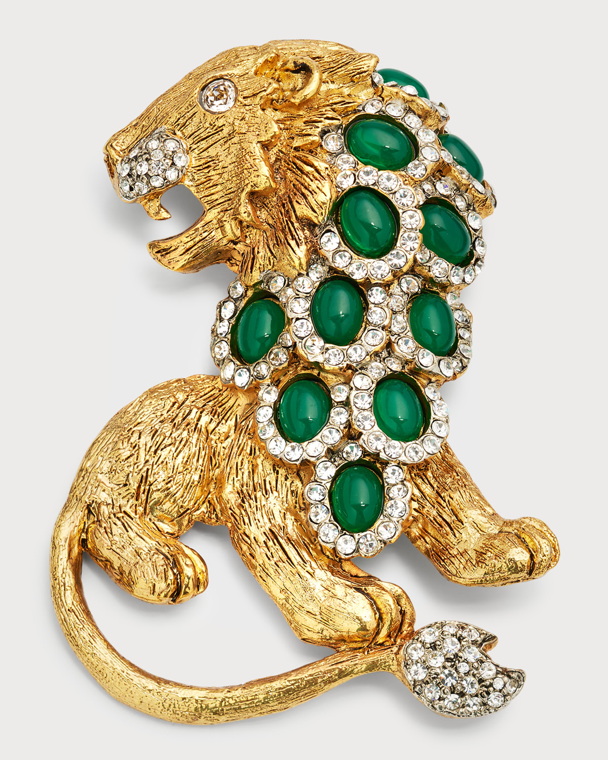 Gold and Emerald Lion Pin