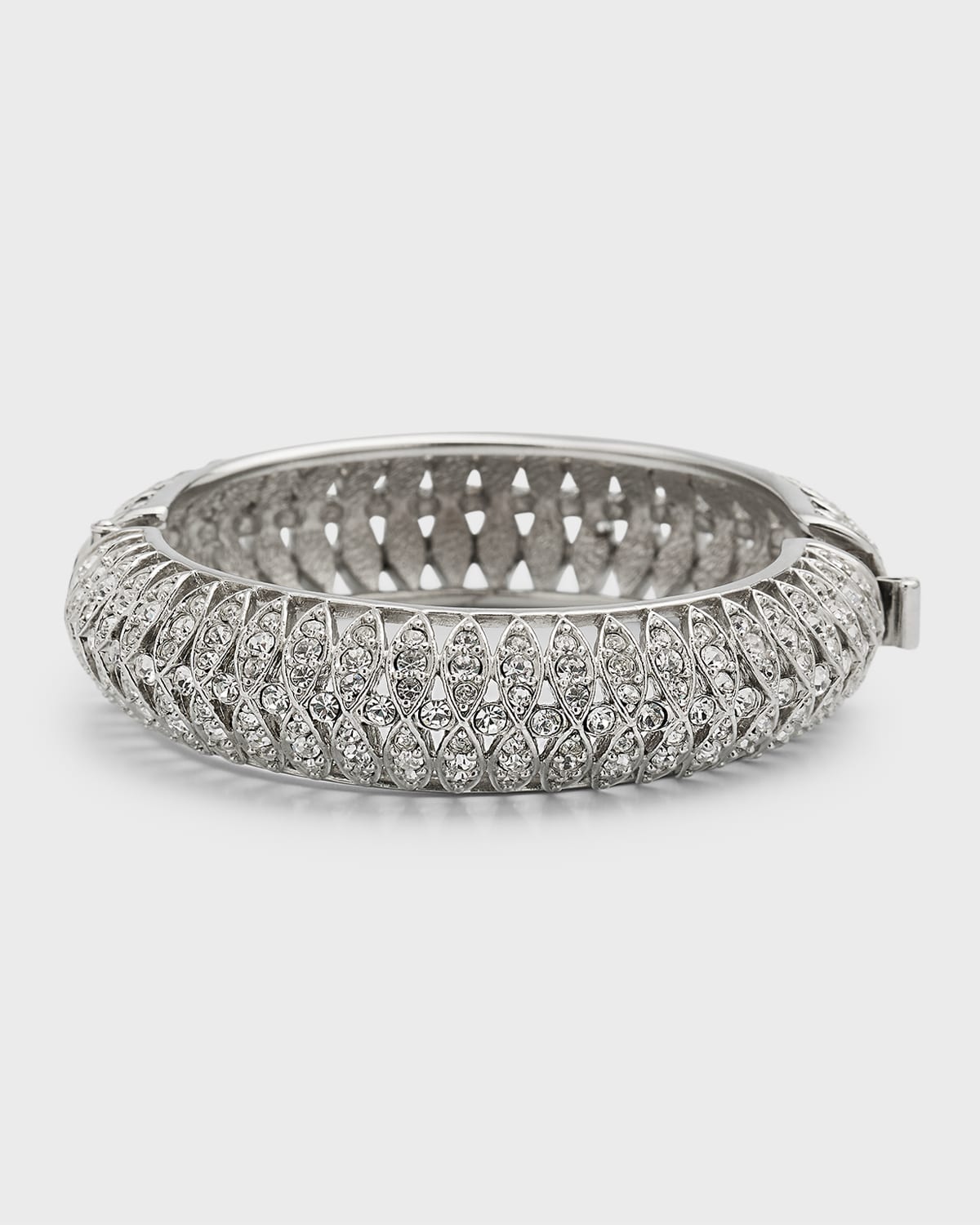 Kenneth Jay Lane Crystal Pave Bangle Bracelet In Silver